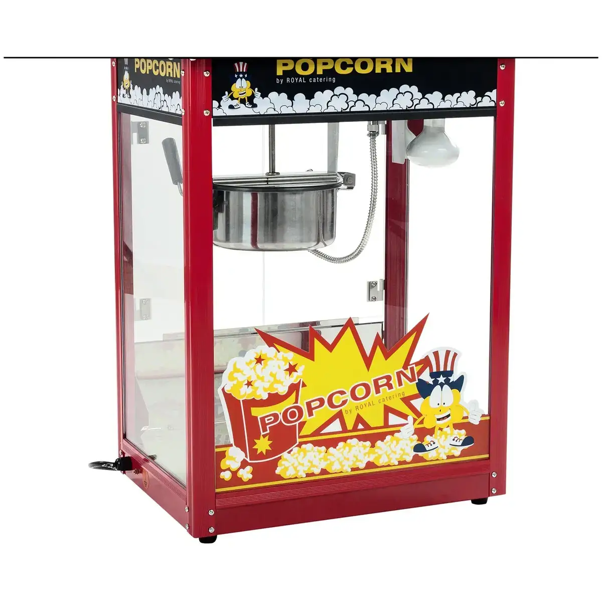 Machine à pop-corn professionnelle avec vitrine éclairée et toit noir à louer chez Funny Gonfle dans le Haut-Rhin — vignette 4