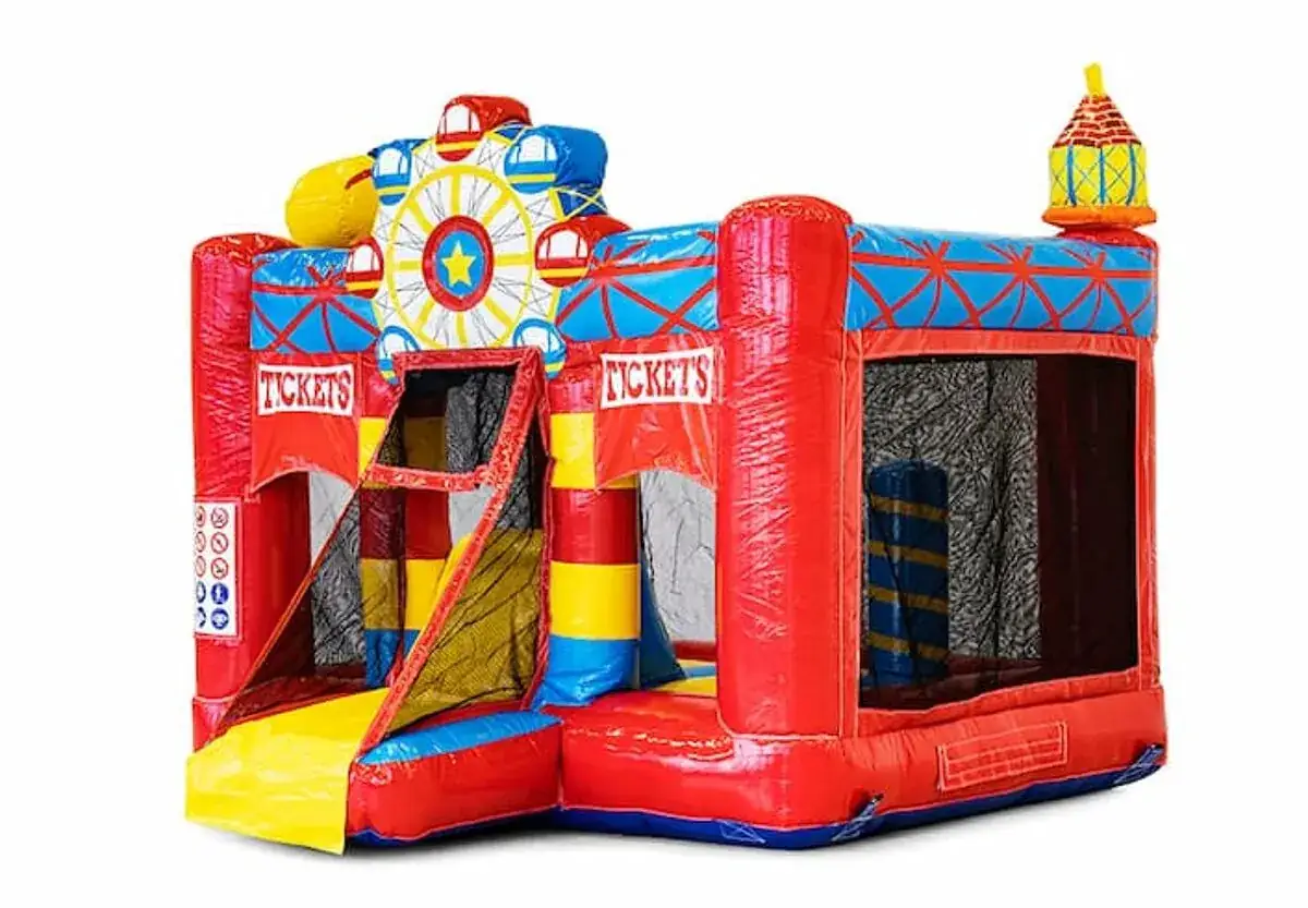 Petit château gonflable Mini Bounce thème cirque pour tout-petits, en location dans le Haut-Rhin