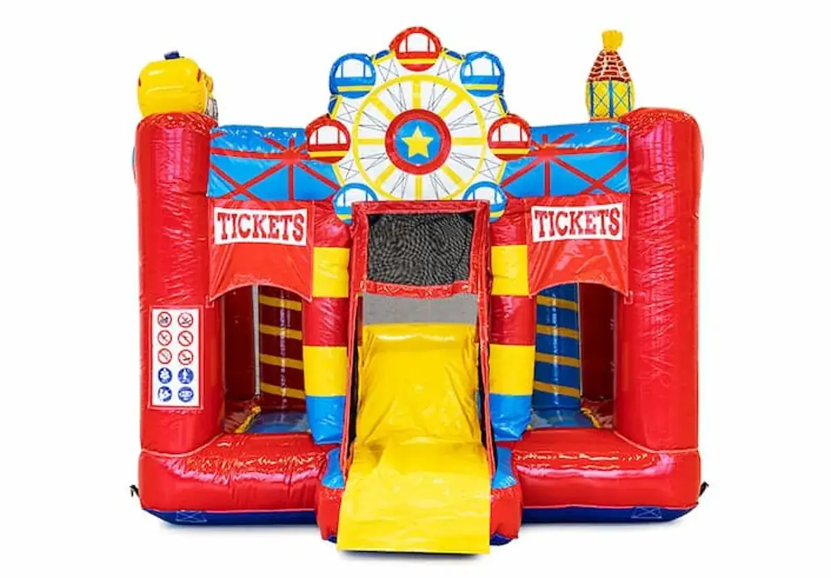 Petit château gonflable Mini Bounce thème cirque pour tout-petits, en location dans le Haut-Rhin — vignette 2