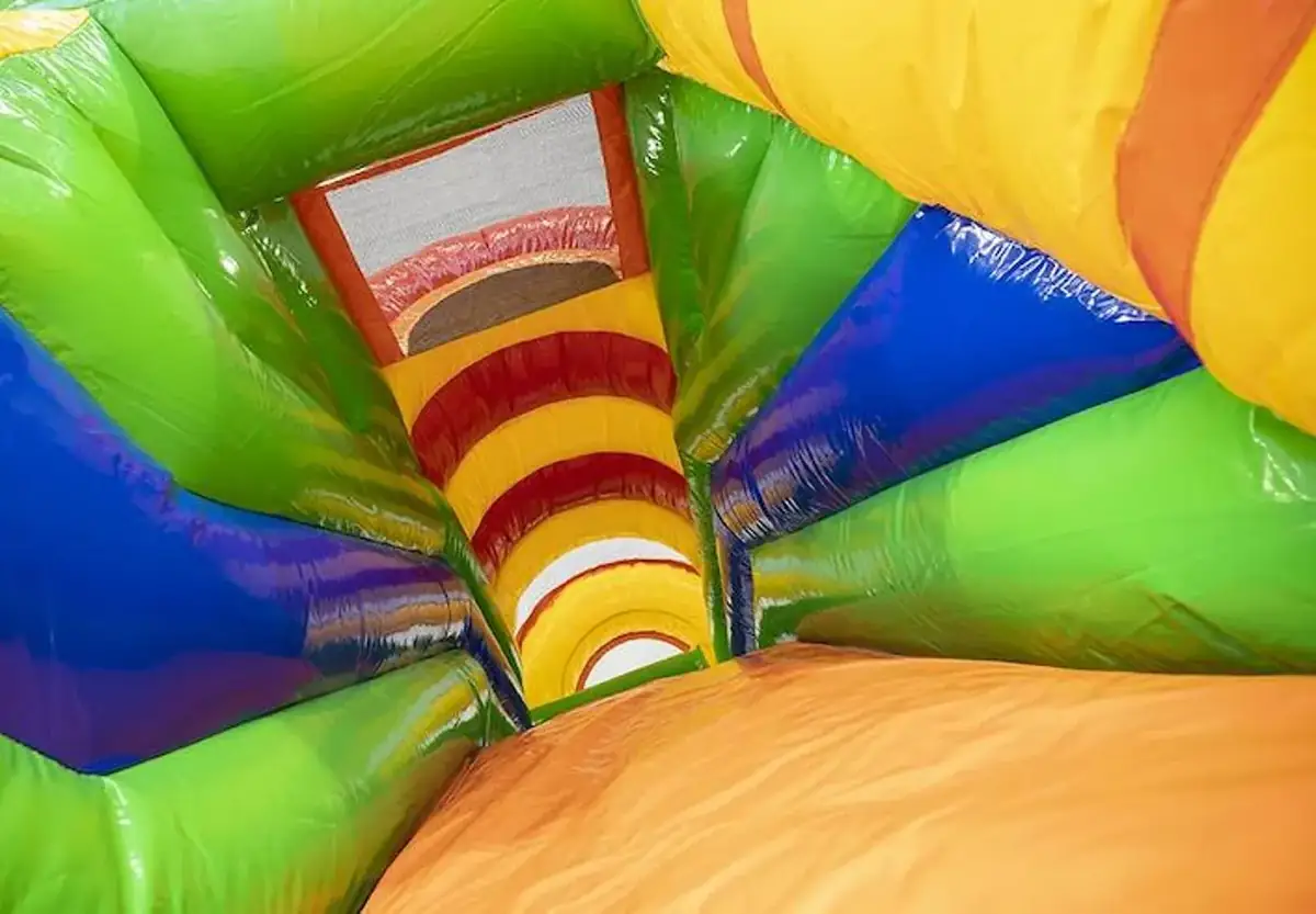 Château gonflable Lion multiactivités avec toboggan en façade, en location dans le Haut-Rhin — vignette 8