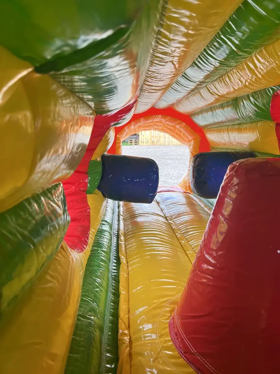 Tunnel gonflable Lion couvert avec parcours d'obstacles, en location dans le Haut-Rhin — vignette 3